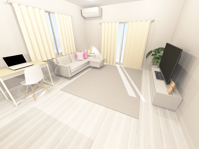 白系の床・白い家具の部屋
