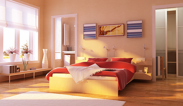 広く見せるデザインの寝室