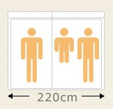シングル(100cm)＋セミダブル(120cm) ＝ 幅220cm